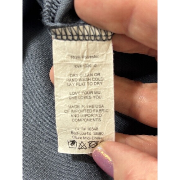 Show Me Your Mumu Clair Mid Dress Blue Grey Medium Smocked Back Dquare Neck Slit - Picture 6 of 16